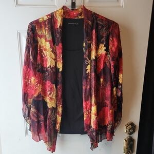 Sara Michelle Red and Yellow Floral Kimono Style Blouse Size 2X